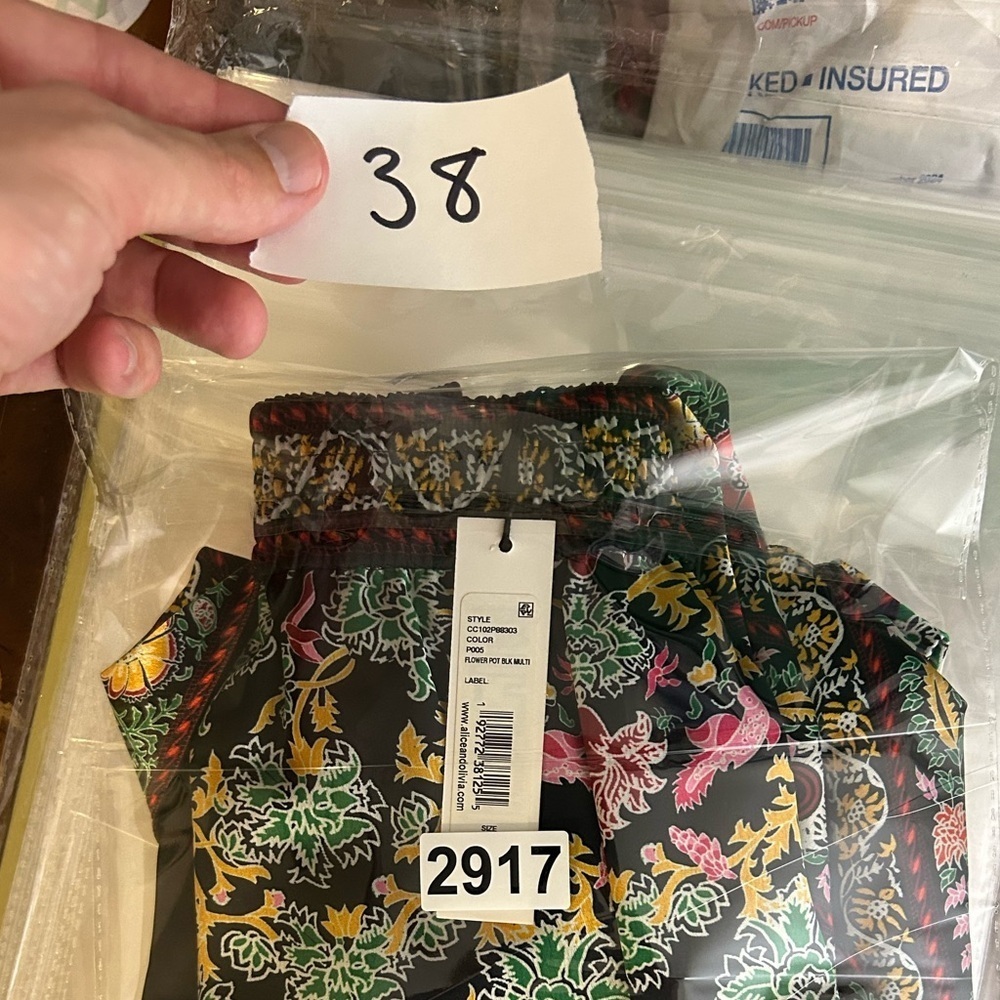 NWT $350 Alice + Olivia Natalina Sz 10 black floral-print asymmetric midi skirt - Picture 16 of 16